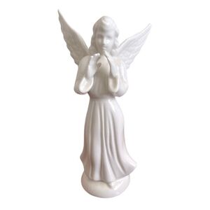 Vintage DRESDEN (German) White Angel Musicians Bisque Porcelain Statue Monument